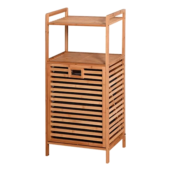 Modern Bathroom Bamboo Laundry Basket, Functional Home Decor Storage Organization in Natural