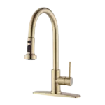 Stainless Steel Pull Down Kitchen Faucet with Soap Dispenser in Brushed Gold