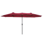 Steel Push-Up Market Patio Umbrella with Double Canopy in Burgundy Color