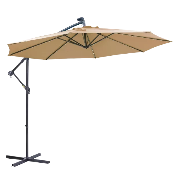 Steel Cantilever Tilt Patio Umbrella with in Taupe Color