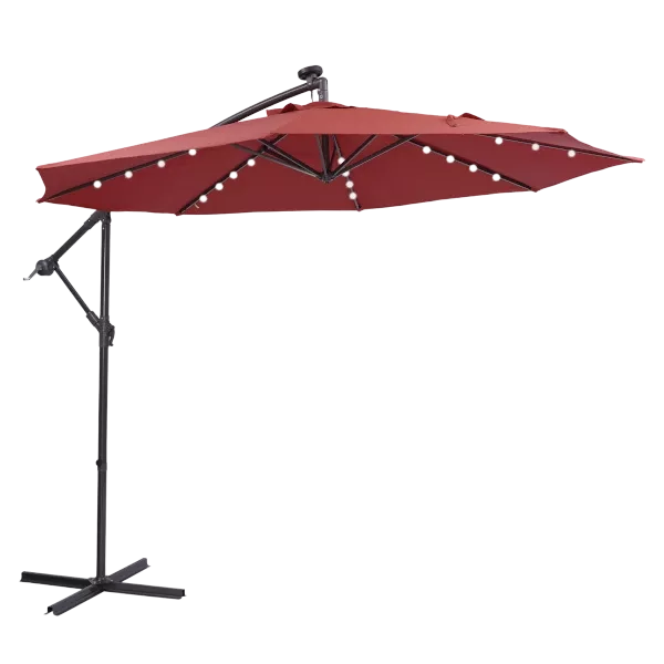 Steel Cantilever Tilt Patio Umbrella in Red Color