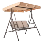 3-Seater Outdoor Metal Swing Chair in Beige With Elegant Design