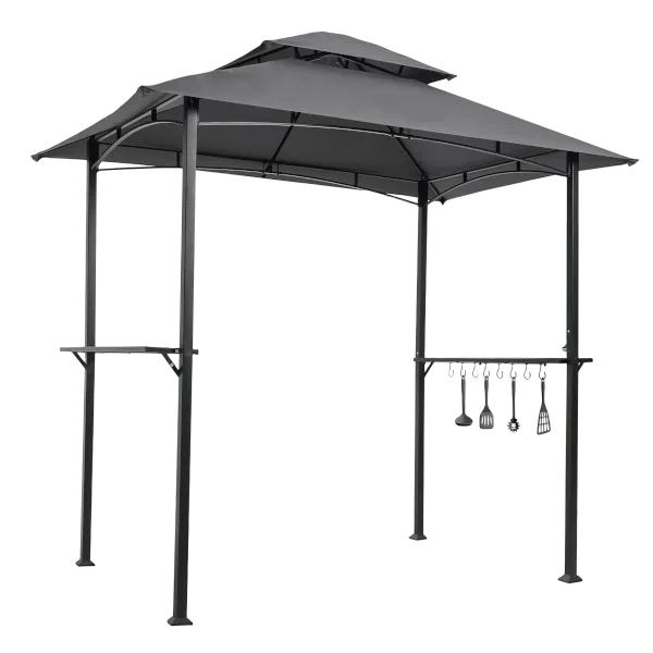 Pop-up folding tent Metal Rectangle Grill Gazebo in Gray Color
