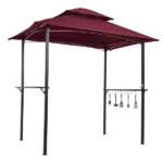 Pop-up folding tent Metal Rectangle Grill Gazebo in Burgundy Color