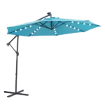 Steel Outdoor Hanging Cantilever Solar LED Patio Umbrella , Easy Open Adjustment with LED Lights in Blue Color