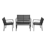4-Piece Metal Patio Conversation Set in Black