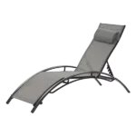 '-2-Piece Adjustable Reclining Metal Outdoor Lounge Chair with Detachable Headrest