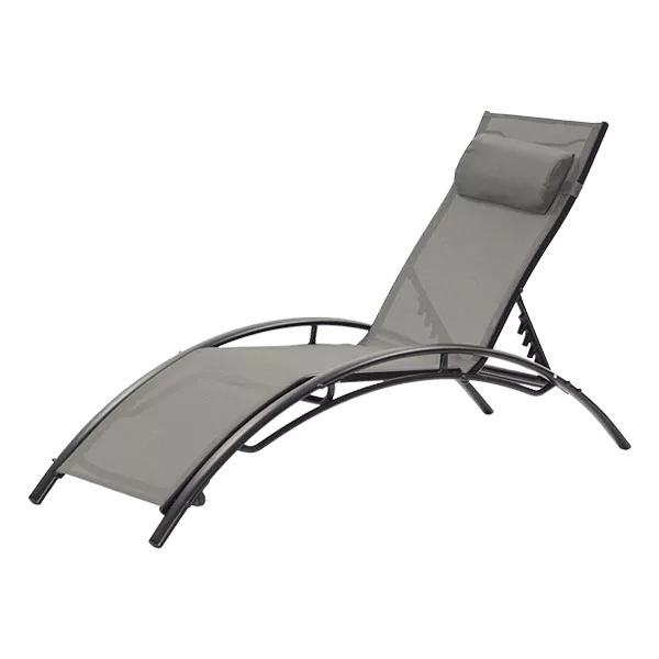 '-2-Piece Adjustable Reclining Metal Outdoor Lounge Chair with Detachable Headrest