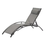 -2-Piece Adjustable Reclining Metal Outdoor Lounge Chair with Detachable Headrest