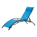 2-Piece Aluminum Adjustable Outdoor Lounge Chair With Headrest in Blue
