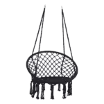 Portable Black Hanging Cotton Rope Hammock Swing Chair
