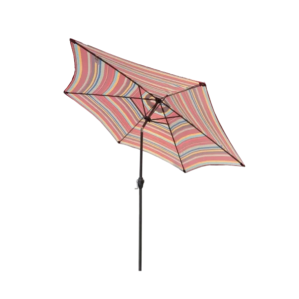 Outdoor Patio Market Table Umbrella with Push Button Tilt and Crank in Red Color