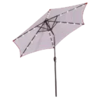 Outdoor Patio Market Table Umbrella with Push Button Tilt and Crank in Red Stripped Color