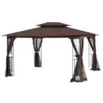 13 ft. Length x10 ft. Width Outdoor Patio Gazebo Canopy Tent With Ventilated Double Roof And Mosquito Net in Brown Color