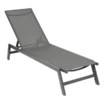 5-Position Adjustable Metal Outdoor Chaise Lounge in Gray