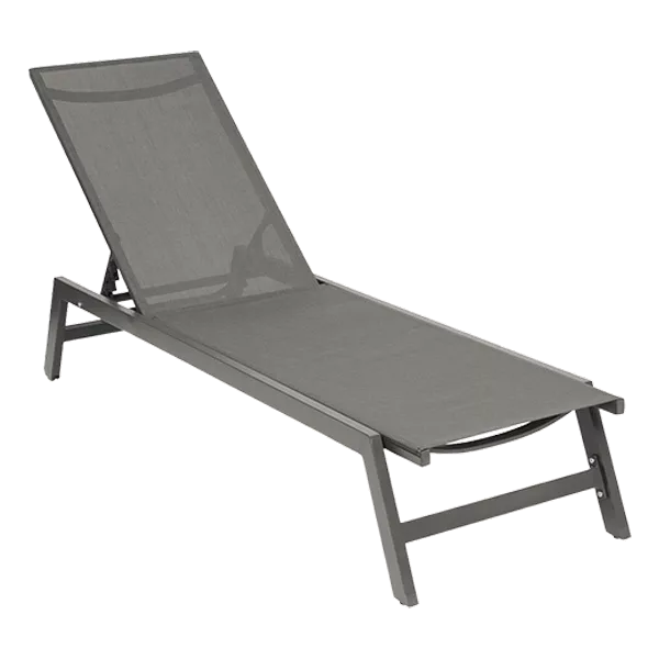 5-Position Adjustable Metal Outdoor Chaise Lounge in Gray