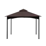 Outdoor Patio Square Steel Gazebo Canopy With Double Roof For Lawn, Garden, Backyard in Brown Color