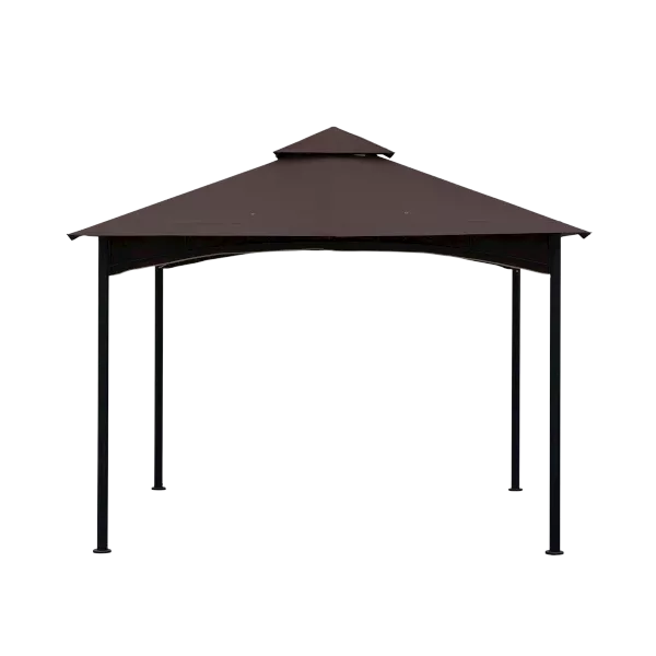 Outdoor Patio Square Steel Gazebo Canopy With Double Roof For Lawn, Garden, Backyard in Brown Color