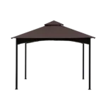 Outdoor Patio Square Steel Gazebo Canopy With Double Roof For Lawn, Garden, Backyard in Brown Color