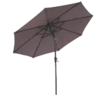 Patio Umbrella Outdoor Solar Powered LED Lighted Umbrella in Brown Color