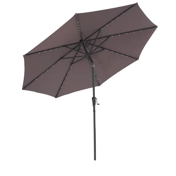 Patio Umbrella Outdoor Solar Powered LED Lighted Umbrella in Brown Color