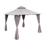 Outdoor Patio Garden Gazebo Canopy, Outdoor Shading, Gazebo Tent With Curtains in Gray Color