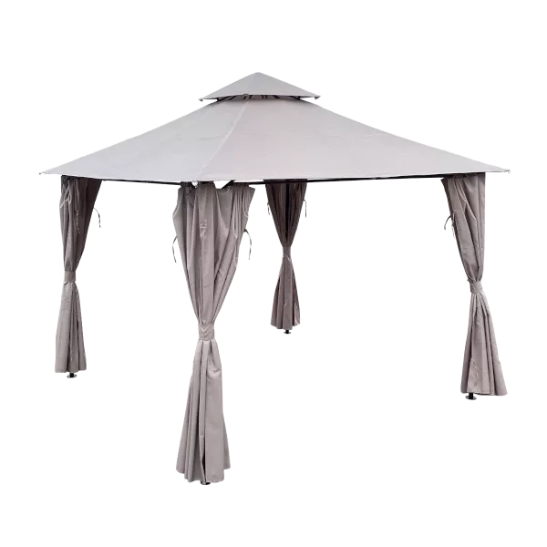 Outdoor Patio Garden Gazebo Canopy, Outdoor Shading, Gazebo Tent With Curtains in Gray Color