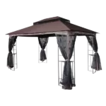 13 ft. Length x10 ft. Width Outdoor Patio Gazebo Canopy Tent With Ventilated Double Roof And Mosquito Net in Brown Color
