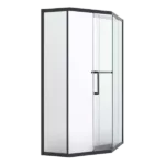 39 in. W x 76 in. H Aluminum Framed Sliding Shower Door in Black with Frosted Glass