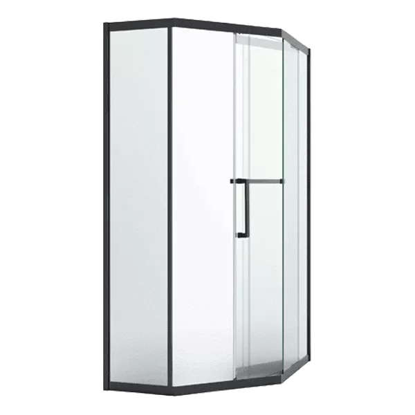 39 in. W x 76 in. H Aluminum Framed Sliding Shower Door in Black with Frosted Glass