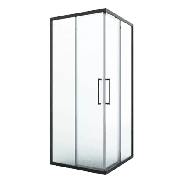 20" in Width x 5" Height Aluminum Black Framed Square Sliding Door Shower Enclosure