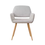 Modern Beige Fabric Upholstered Dining Chair with Metal Leg & Beech Wooden Leg For Dining Room