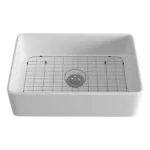 White Ceramic 33 in. Single Bowl Farmhouse Apron Kitchen Sink with Bottom Grid