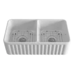 White Ceramic 33 in. Double Bowl Farmhouse Apron Kitchen Sink