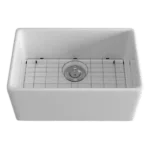 Ceramic White 24 in. Farmhouse Apron Kitchen Sink with Basket Strainer