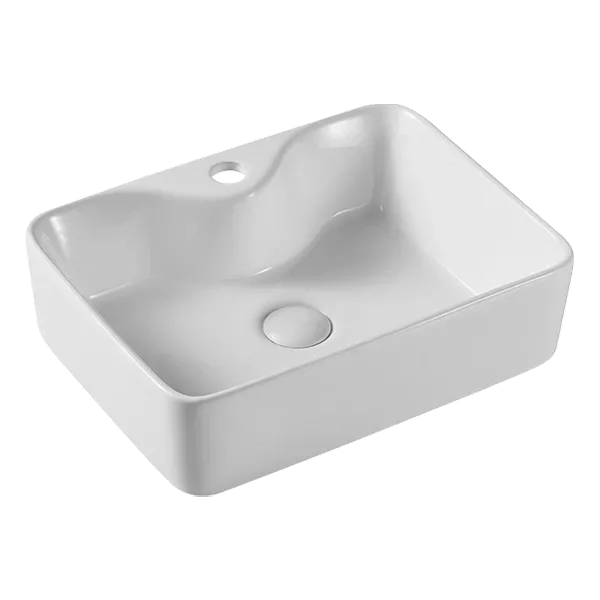 White Ceramic Single Bowl Bathroom Sink with Countertop Installation