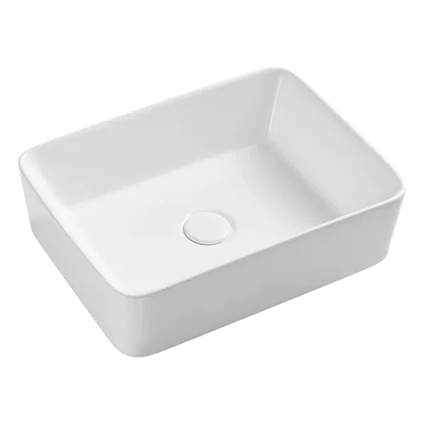 Ceramic Bathroom Sink in White with Countertop Installation and Pop-Up Drain