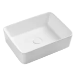 Ceramic Bathroom Sink in White with Countertop Installation and Pop-Up Drain