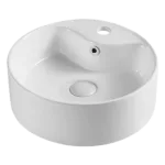 16 in. Round Ceramic Bathroom Vessel Sink With Popup Drain