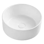 White Ceramic Round Vessel Sink With Popup Drain and Countertop installation
