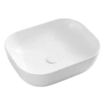 White Bathroom Sink with Modern Rectangular Design