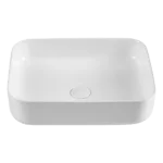 White Ceramic Rectangular Countertop Vessel Sink with Popup Drain and easy Maintenance