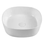 17 in. White Ceramic Square Countertop Vessel Sink with Elegant Design
