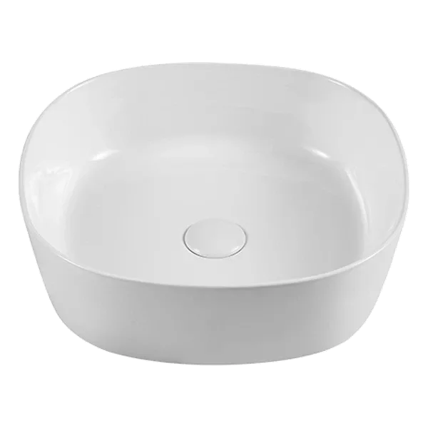 17 in. White Ceramic Square Countertop Vessel Sink with Elegant Design