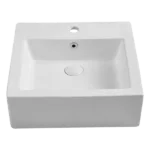 19 in. Above Counter White Ceramic Square Bathroom Vessel Sink