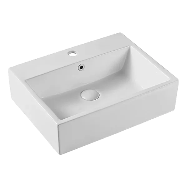 High Quality Rectangle White Bathroom Sink with Popup Drain