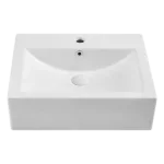 White Ceramic Rectangular Vessel Sink With Overflow and Pop Up drain