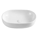 White Ceramic Oval Vessel Sink With Sleek Design