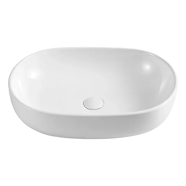 White Ceramic Oval Vessel Sink With Sleek Design