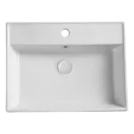 White Ceramic Rectangular Countertop Bath Vessel Sink with Drain